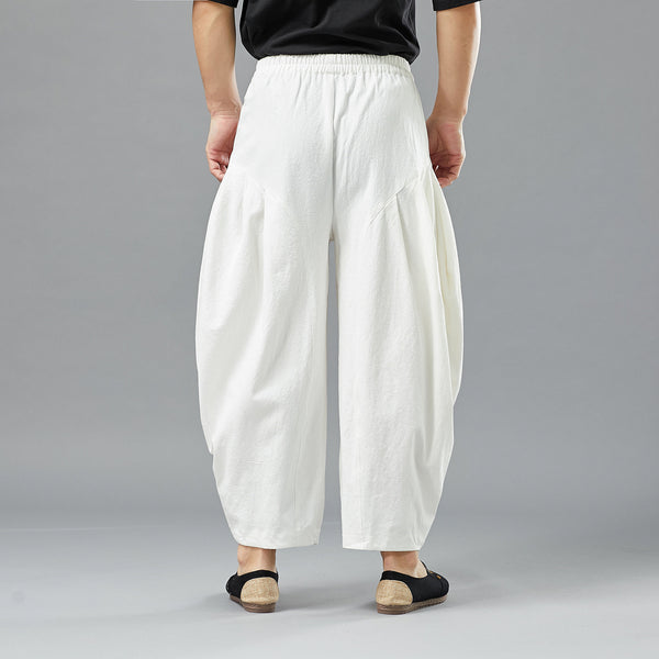Men Casual Linen Lantern Cropped Pants | New Style Linen Crotch Dancing Men Pants