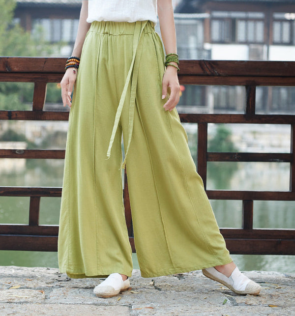 Women Yoga Palazzo Style Linen and Cotton Lantern Palazzo Wide Leg Dancing Pants