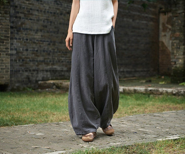 Women Retro Style Women Linen and Cotton Lantern Pants