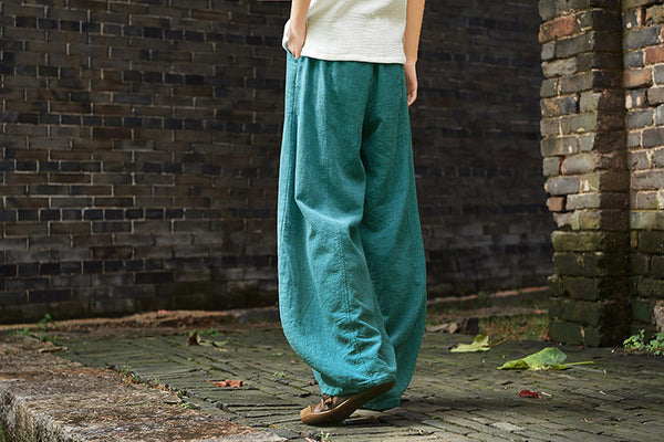Women Retro Style Women Linen and Cotton Lantern Pants