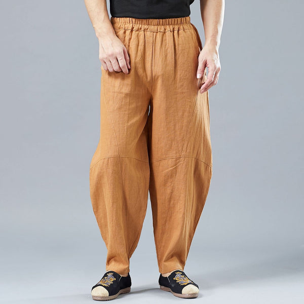 Men New Style Causal Linen and Cotton Small Leg Bloom Pants