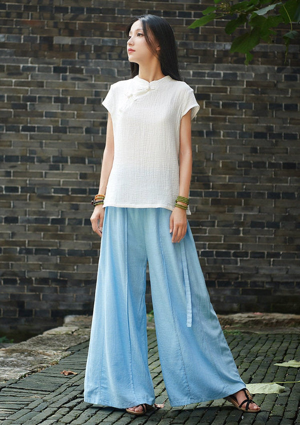 Women Yoga Palazzo Style Linen and Cotton Lantern Palazzo Wide Leg Dancing Pants