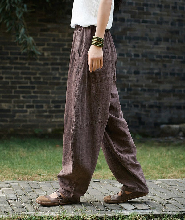 Women Loose Lantern Leisure Linen and Cotton Pants