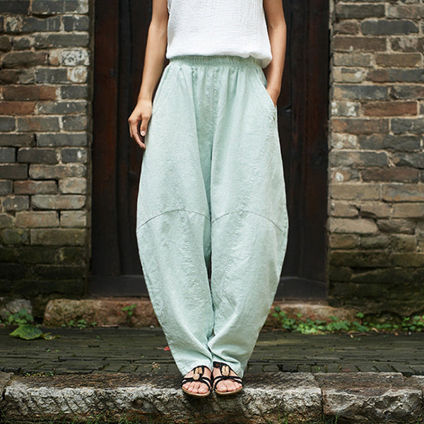 Women Loose Lantern Leisure Linen and Cotton Pants