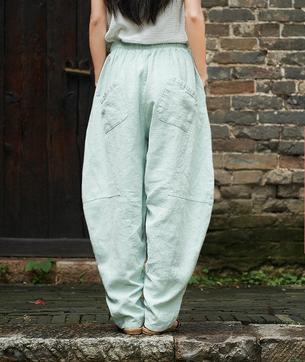 Women Loose Lantern Leisure Linen and Cotton Pants