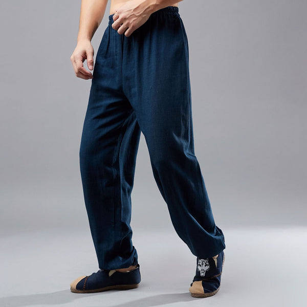 Men Loose Tai Chi Zen Linen and Cotton KungFu Pants