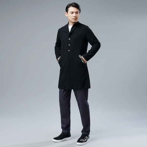 Men Linen and Cotton Middle Length Coat