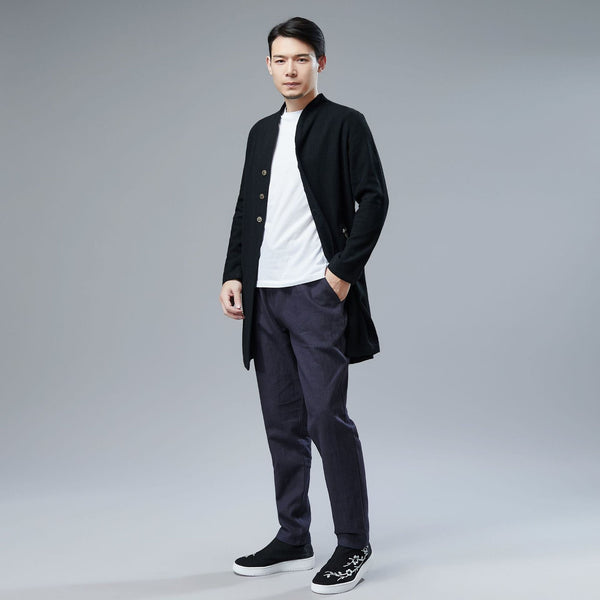 Men Linen and Cotton Middle Length Coat