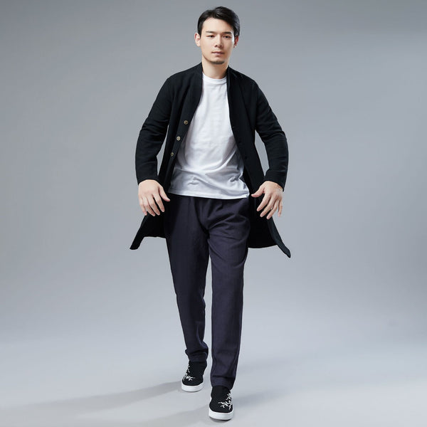 Men Linen and Cotton Middle Length Coat