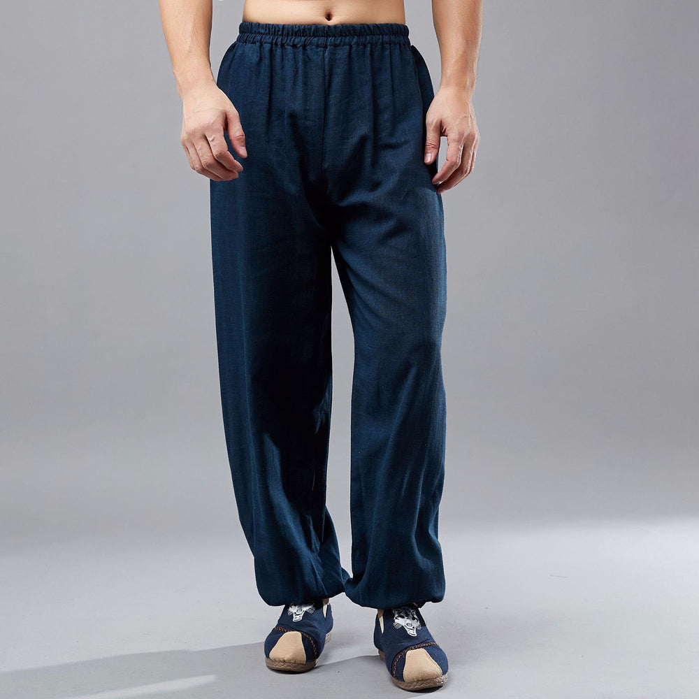 Men Loose Tai Chi Zen Linen and Cotton KungFu Pants