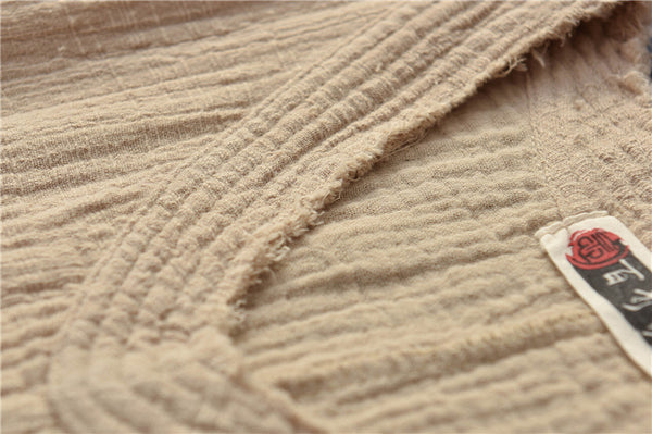 Textured Linen-Cotton Batwing Tee – V-Neck Oversized Top with Retro Chinese Aesthetic