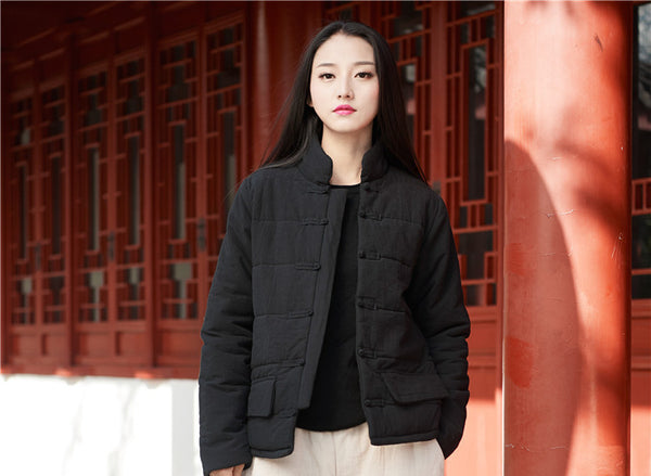 2024 Winter NEW! Asian Retro Style Women Linen and Cotton Loose Style Quilted Long-sleeved Jacket