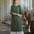 Boho Zen Ramie Cotton Midi Dress | Relaxed Fit Resort Wear