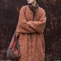 Winter NEW! Asian Retro Style Women Linen and Cotton Long Quilted Long-sleeved Coat