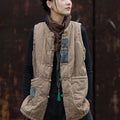 Winter NEW! Casual Style Women Linen and Cotton Quilted Vest