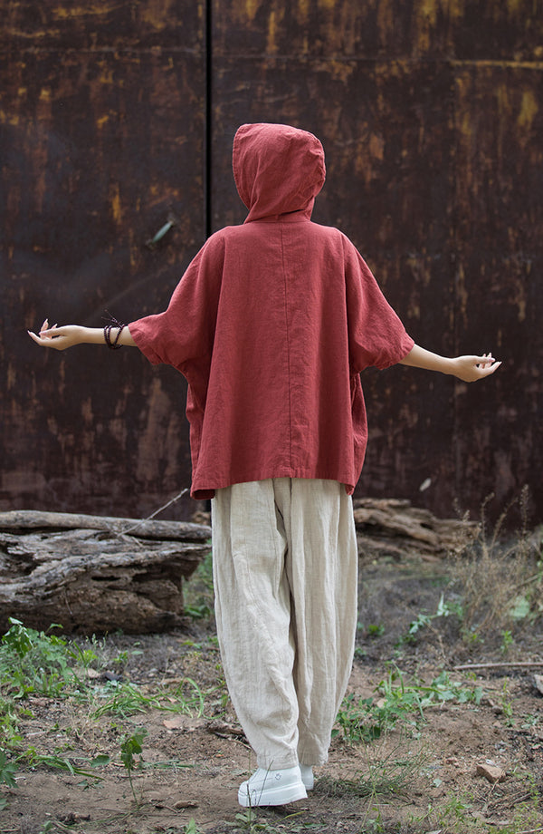 ZenBreeze Hooded Linen Tee – Sandwashed Ramie-Cotton Sun Shirt