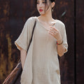 Bamboo Breeze Double-Layer Linen Tee – Textured Ramie-Cotton Short Sleeve Top