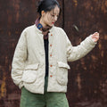 Winter NEW! Casual Style Women Linen and Cotton Quilted Coat