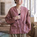 Summer NEW! Women Asian Style Long Sleeve Ramie Thin Cardigan Coat