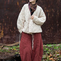 Winter NEW! Asian Casual Style Women Linen and Cotton Short Quilted Long-sleeved Coat