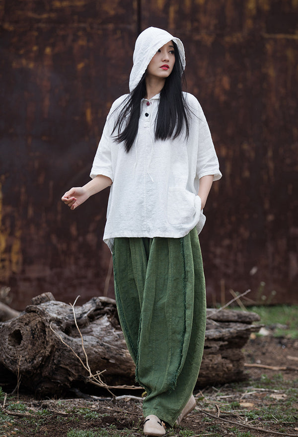 ZenBreeze Hooded Linen Tee – Sandwashed Ramie-Cotton Sun Shirt