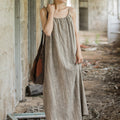 Boho Tie-Dye Ramie-Cotton Long Slip Dress