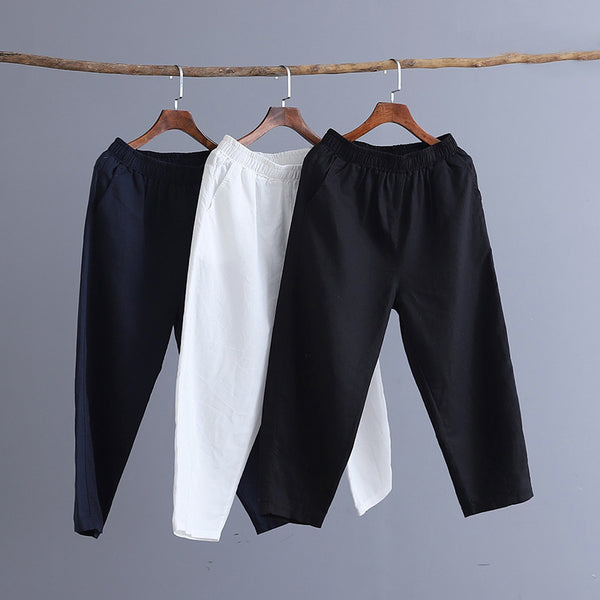 2022 Summer NEW! Women Simple Causal Lantern Style Linen and Cotton Pegged Pants