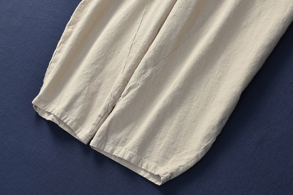 Women Natural Linen Fabric Pure Ramie Retro Lantern Leisure Pants