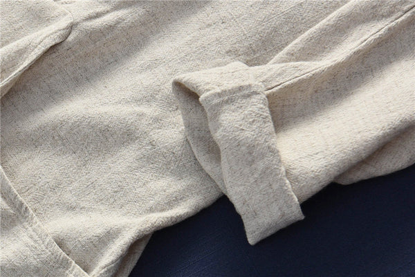 Women Pure Color Simple Linen and Cotton Coat
