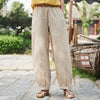 Women Linen and Cotton Retro Loose Style Women Ankle Length Trousers