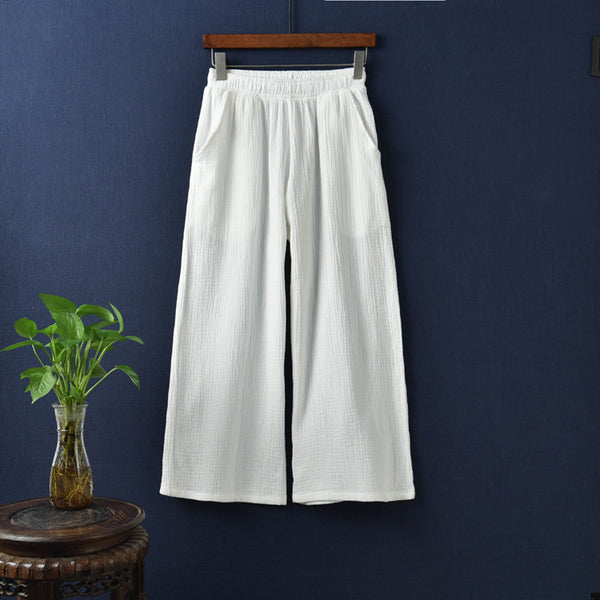 Women Linen and Cotton Straight Capri-pants – Women Straight Capri-pants