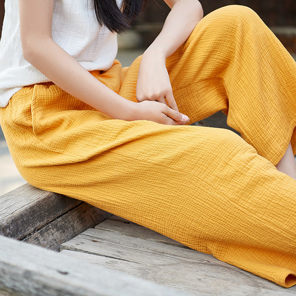 Women Linen and Cotton Straight Capri-pants – Women Straight Capri-pants