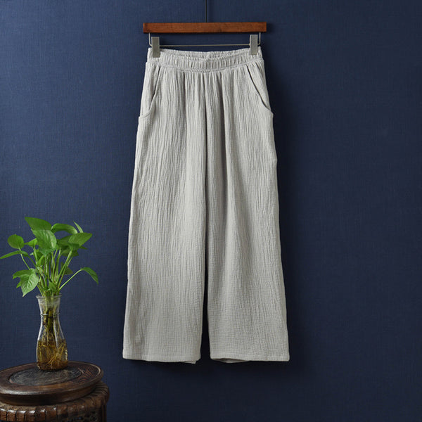 Women Linen and Cotton Straight Capri-pants – Women Straight Capri-pants