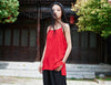 Retro Asian Style Pure Color Women Simple Linen and Cotton Tank