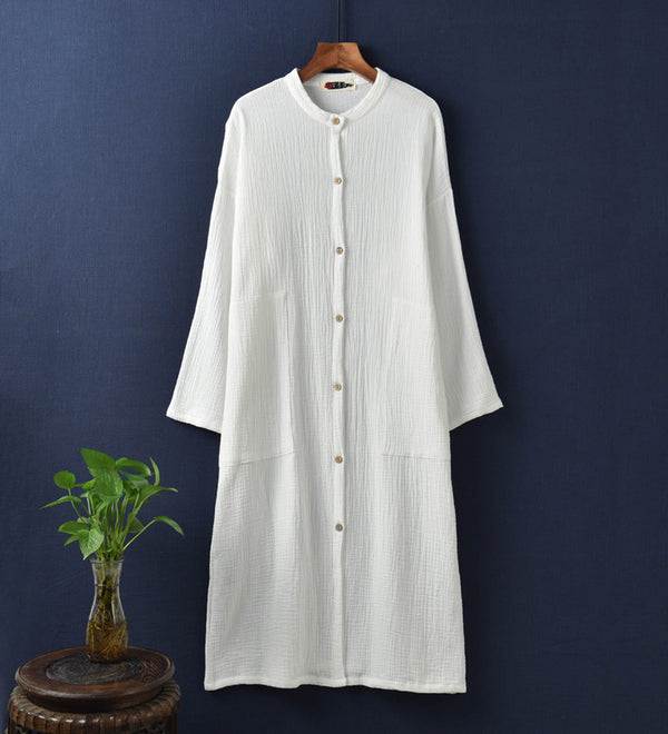 Women Simple Casual Dress Style Linen and Cotton Coat