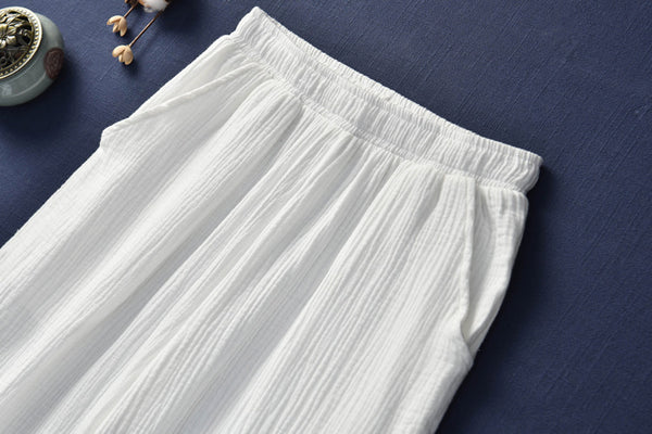 Women Linen and Cotton Straight Capri-pants – Women Straight Capri-pants