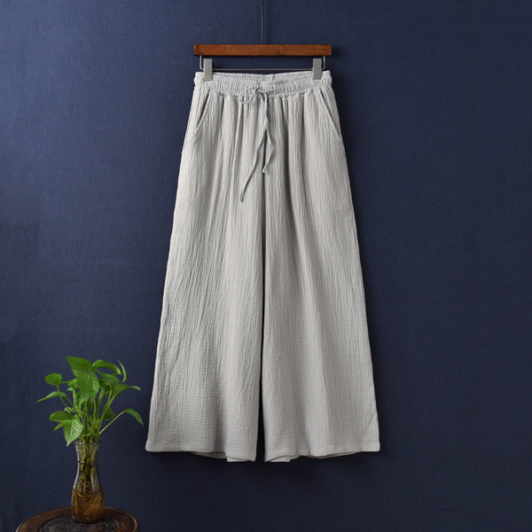 Women Linen and Cotton Wide Leg Opening Yoga Pants