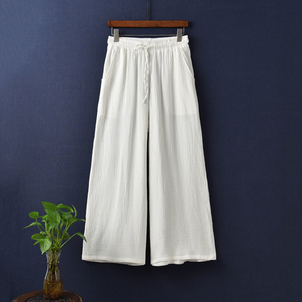 Women Linen and Cotton Wide Leg Opening Yoga Pants