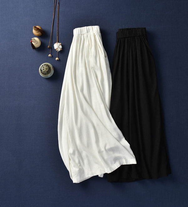 Women Linen and Cotton Sand Washed Yoga Style Wide Leg Opening Pants