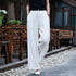 Women Retro Straight Style Linen and Cotton Ankle Length Wide Leg Opening Pants