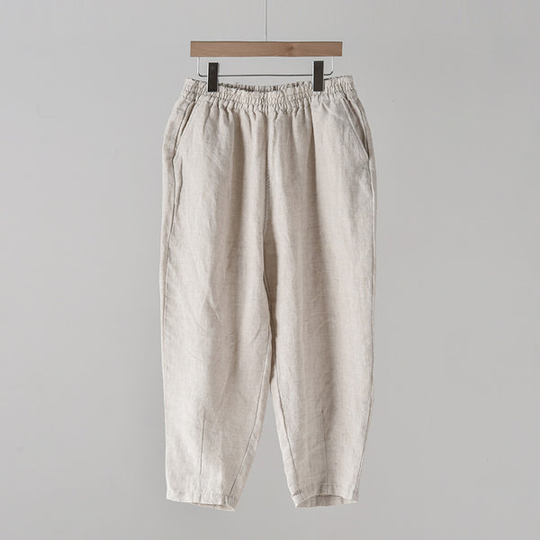 2022 Summer NEW! Women Simple Causal Lantern Style Linen and Cotton Pegged Pants