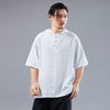 Men Linen and Cotton Pullover Middle Sleeve Tops Hoodie