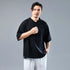 Men Linen and Cotton Pullover Middle Sleeve Tops Hoodie