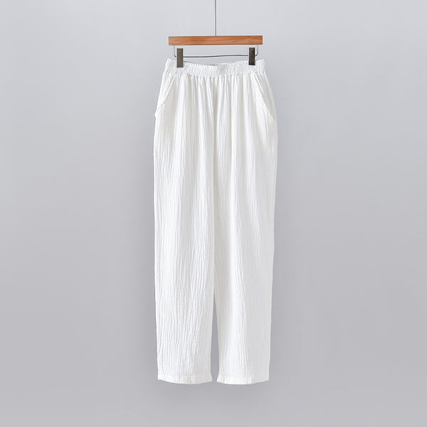 Women Simple Casual Style Light Linen and Cotton Pants