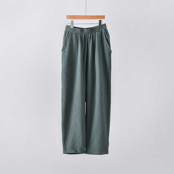 Women Simple Casual Style Light Linen and Cotton Pants