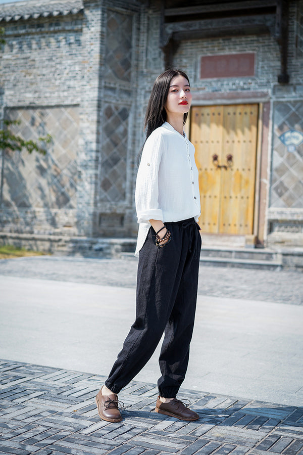Women Linen and Cotton Casual Pants