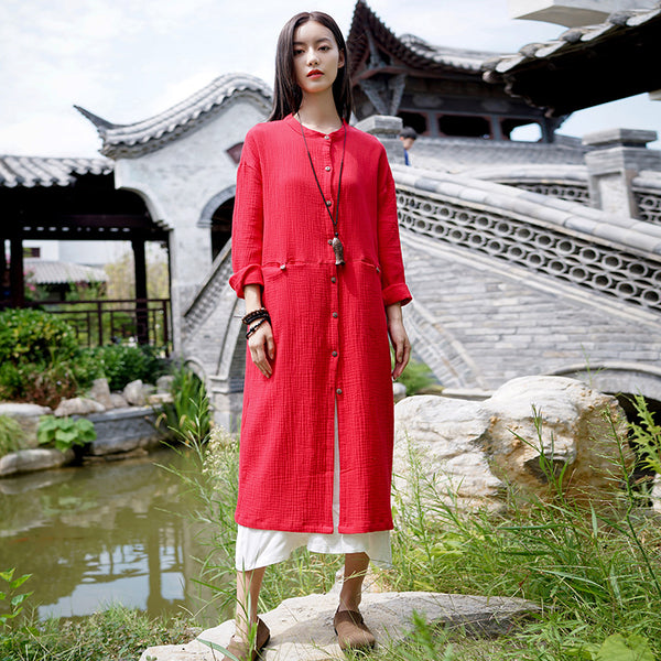 Women Causal Style Linen and Cotton Light Coat