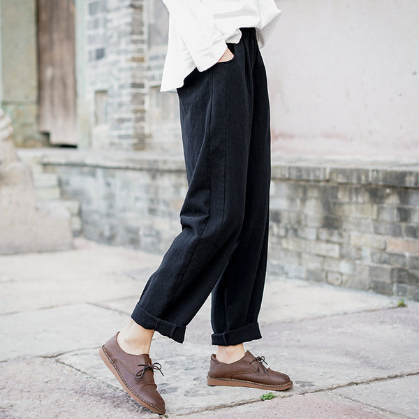 Women Casual Style Linen and Cotton Harem Lantern Pants