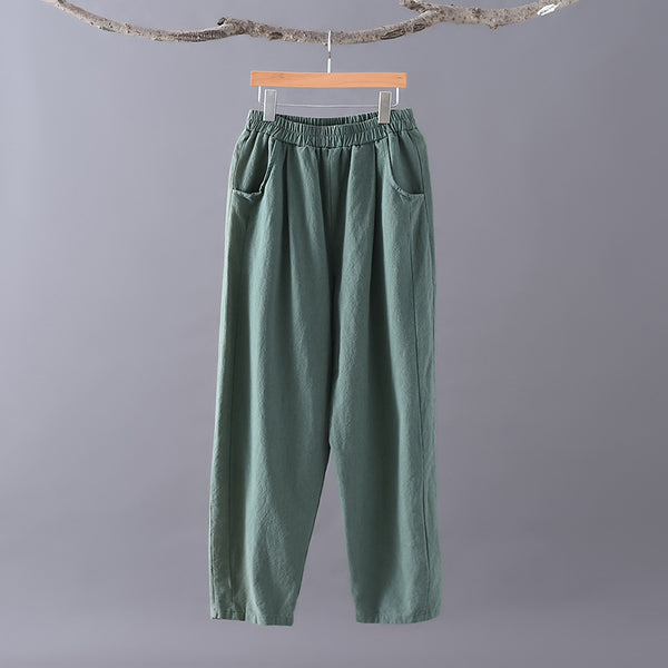 Women Casual Style Linen and Cotton Harem Lantern Pants