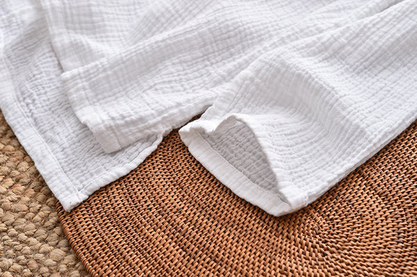 Women Simple Linen and Cotton Long Sleeves Wrinkled Light T-shirt
